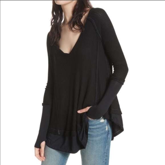 Free People Tops - NWT Free People Laguna Black Thermal Top S